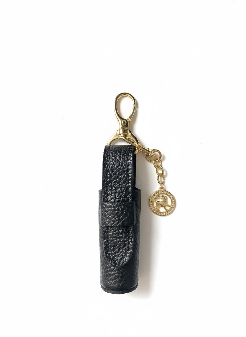 Leather Lipstick Holder with Zodiac Sign Charm