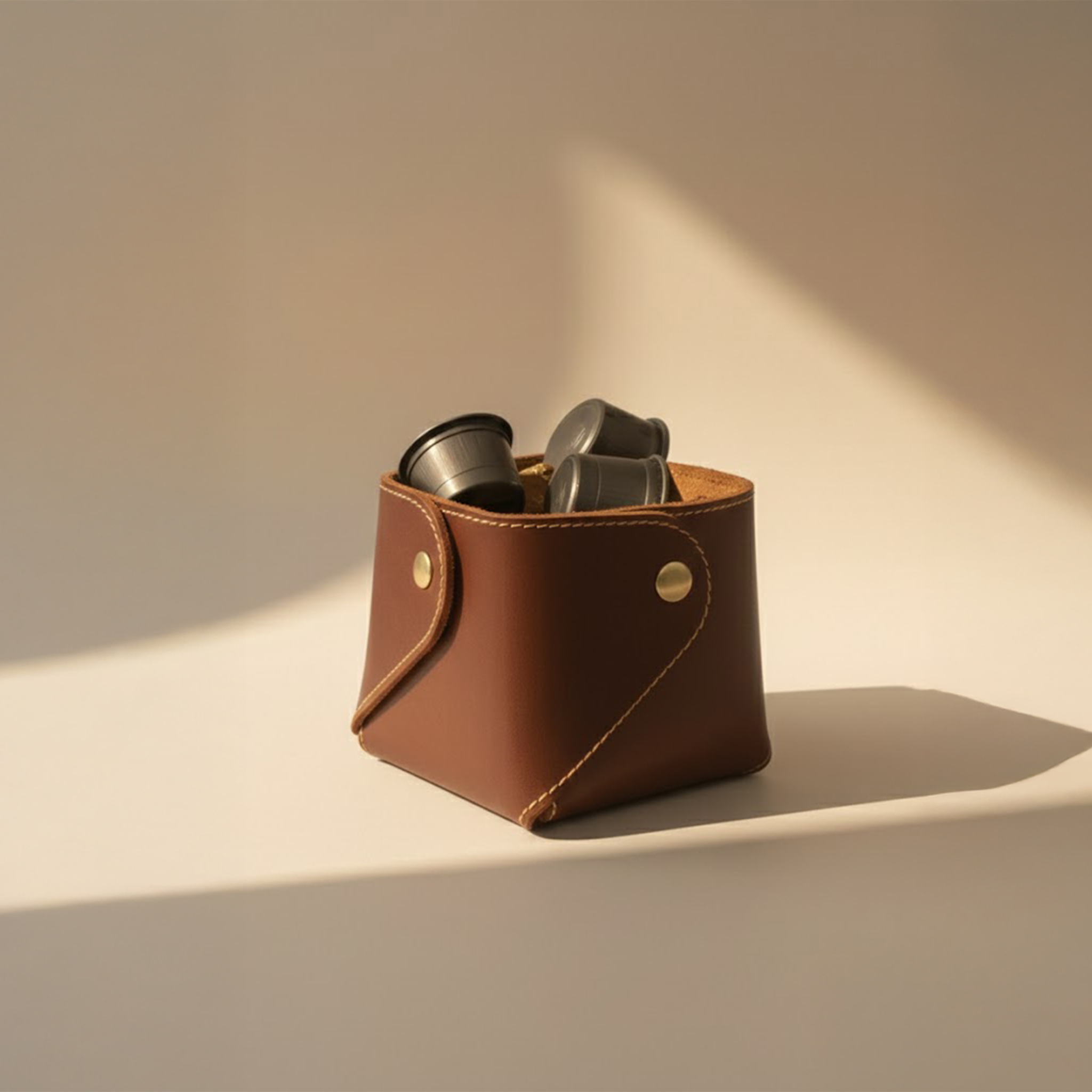 Leather coffee capsule holder cube