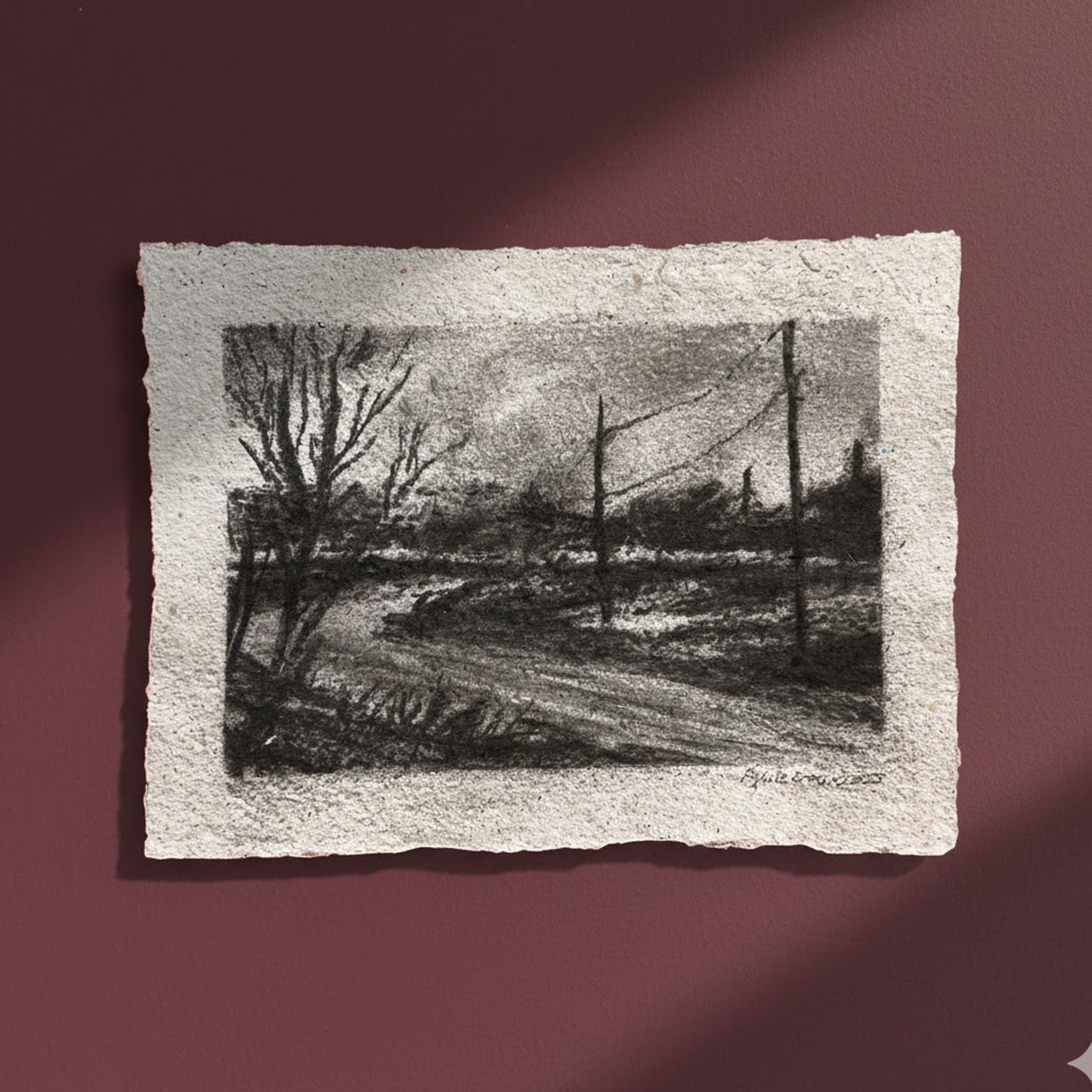 Echoes of a Path | Orijinal Kömür Çizim, El Yapımı – SAVY MAISON