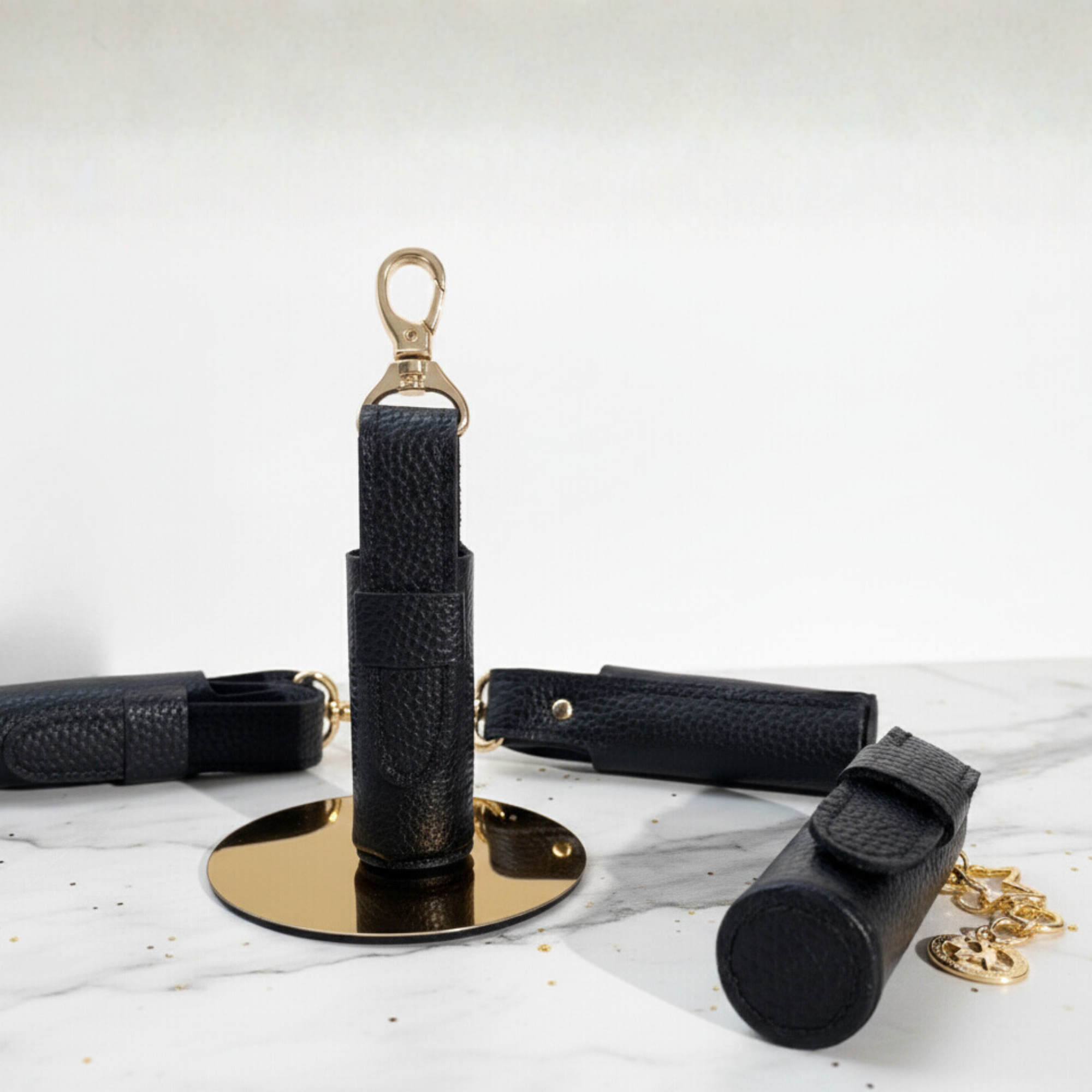 Leather Lipstick Holder Keychain