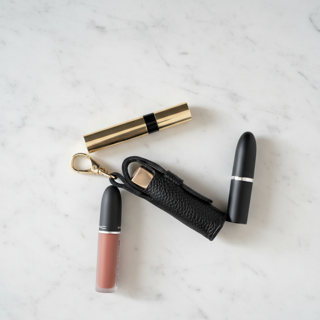 Leather Lipstick Holder Keychain