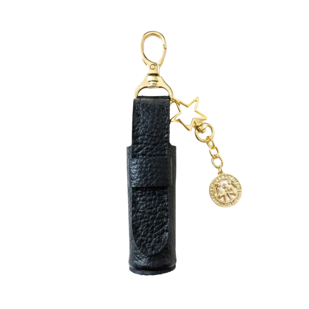 Leather Lipstick Holder with Zodiac Sign Charm