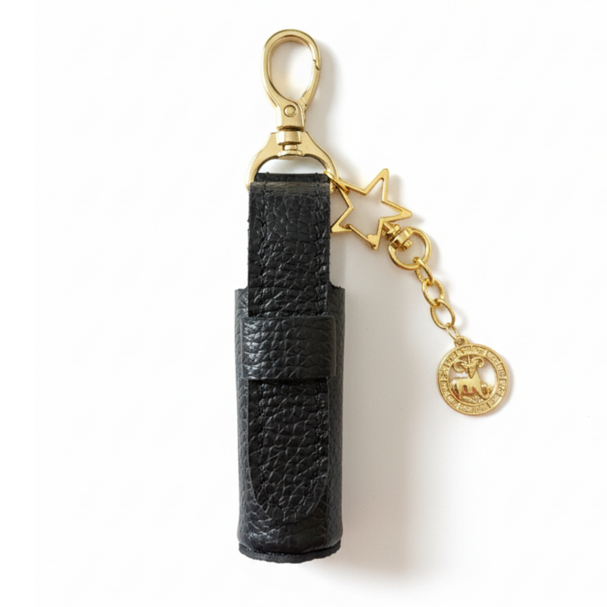 Leather Lipstick Holder with Zodiac Sign Charm