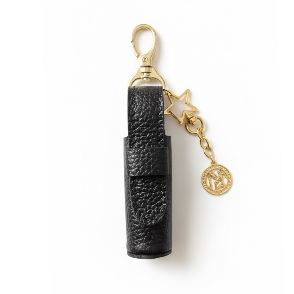 Leather Lipstick Holder with Zodiac Sign Charm