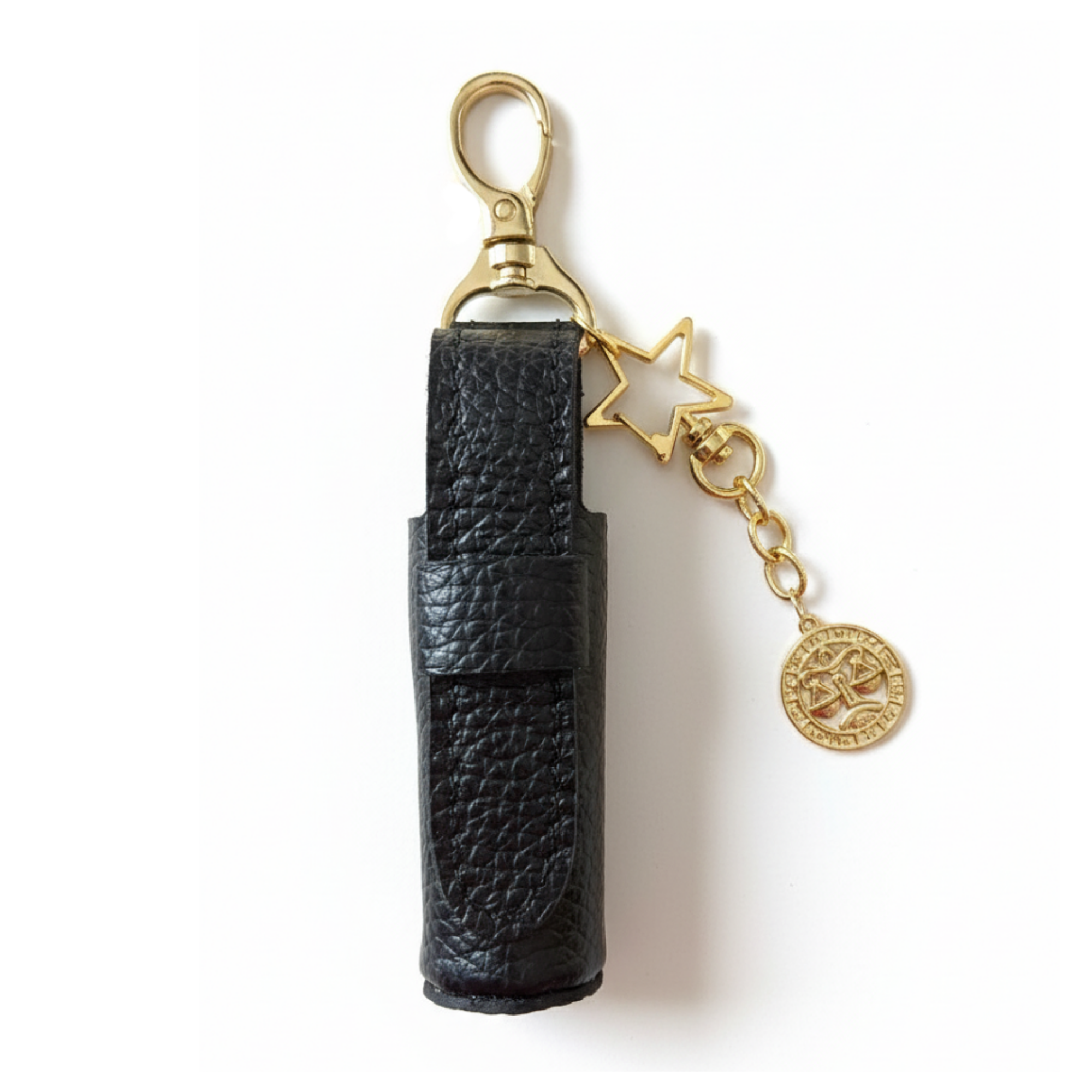 Leather Lipstick Holder with Zodiac Sign Charm