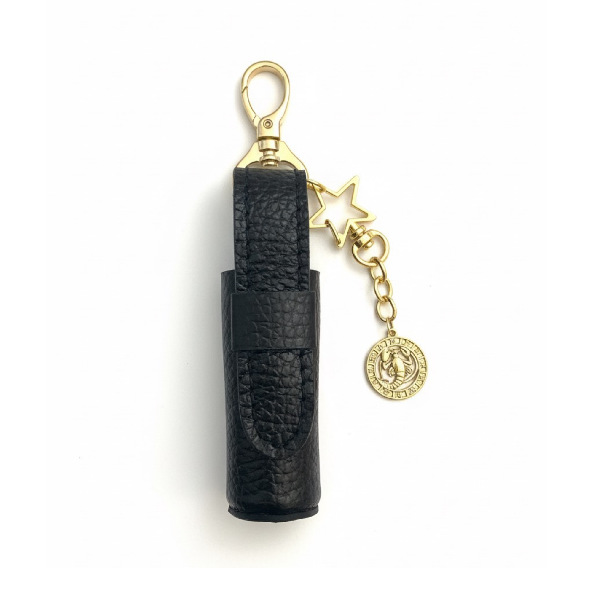 Leather Lipstick Holder with Zodiac Sign Charm